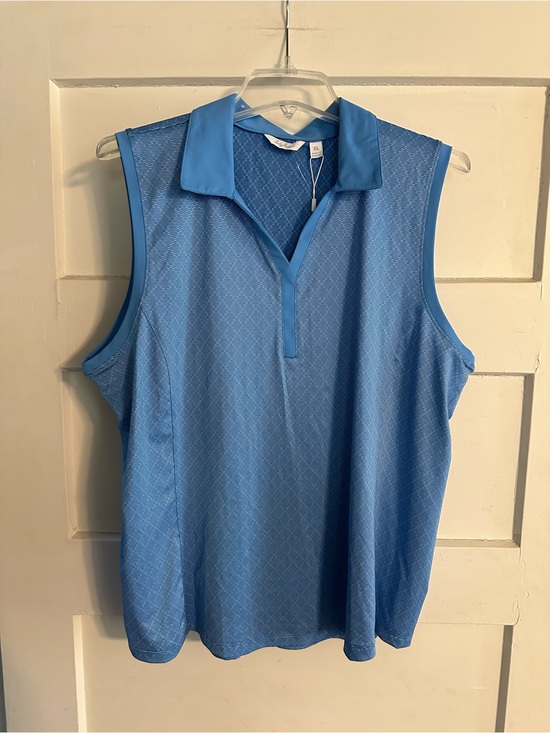 Lady Hagen Tops - Lady Hagen Sleeveless Polo Top in Light Blue